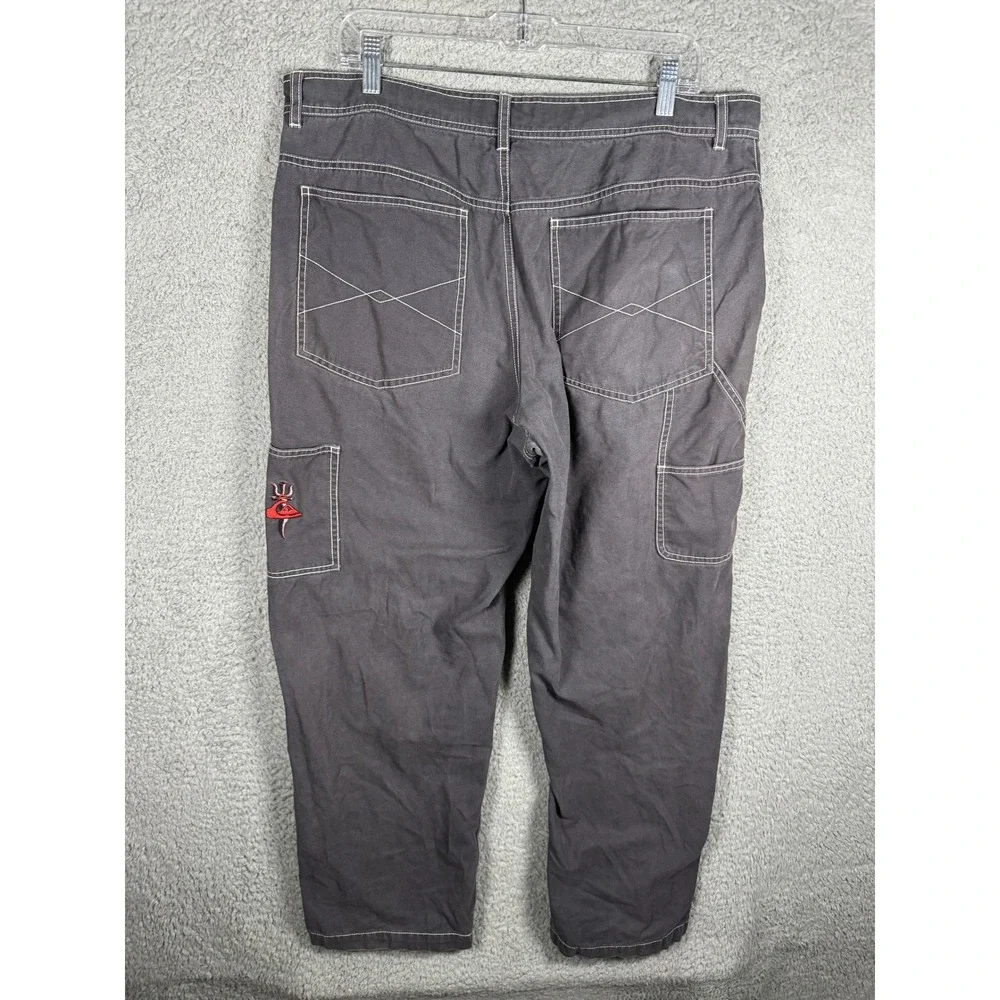 Y2K Quiksilver Tridagger Men Baggy Fit Carpenter Pants 36 Faded Gray Skate 2000s